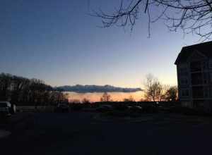 Cloud producing virga near sunset viewed from Fallsgrove Drive in Rockville, Montgomery County, Maryland