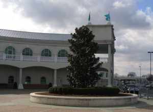 Churchill Downs, located on Central Avenue in south Louisville, Kentucky, United States, is a Thoroughbred racetrack most famous for hosting the Kentucky Derby annually. It officially opened in 1875, and held the first Kentucky Derby and the first