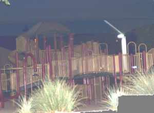 Empty playground night photo using flash and timer on tripod