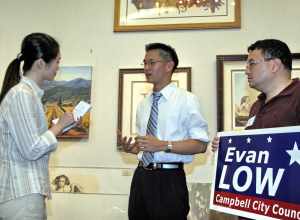 Evan Low campaigning for Campbell City Council.
