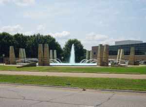 The Millennium Park fountain in Irving, Texas (United States).