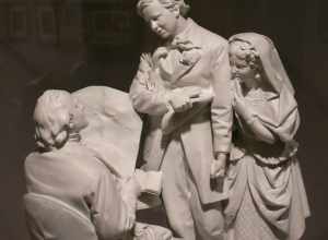 John Rogers, Coming to the Parson (patented 1870) painted plaster in the Delaware Art Museum Wilmington, Delaware.