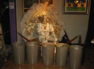 Mardi Gras Museum, Rivertown, Kenner, Louisiana. His majesty, King of the Trashcans.