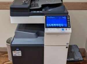 A Konica Minolta Bizhub C224e photocopier at the Margaritaville resort's business center in Hollywood FL