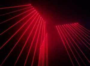 A laser harp at Meow Wolf's permanent installation, the House of Eternal Return, in Santa Fe, New Mexico.