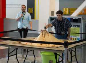 Volcano experiment, Liberty Science Center, Jersey City, New Jersey.