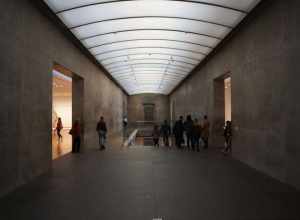 The interior of the Modern Art Museum of Fort Worth in Fort Worth, Texas (United States).