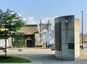 The John A. Roebling Suspension Bridge spans the Ohio River, and connects the cities of Covington, Kentucky and Cincinnati, Ohio. Begun in 1856, it was designed and built by famed engineer John A. Roebling, whom went on to design the more famous