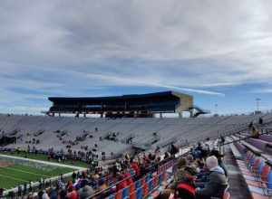The south end zone and stands at Independence Stadium in Shreveport, Louisiana, during the 2022 Independence Bowl college football game