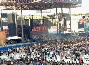 View of the main stage of Edgefest (Dallas) #26 while the band Bastille performs