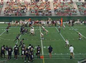 A&amp;M–Commerce on offense during the Midwestern State Mustangs vs. Texas A&amp;M–Commerce Lions football game at Choctaw Stadium in Arlington, Texas (United States). Midwestern State won 31–30.