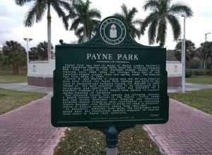 Historical marker of Payne Park in Sarasota, Florida