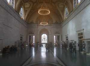 The interior of the Great Hall at the Detroit Institute of Arts in Detroit, Michigan (United States).
