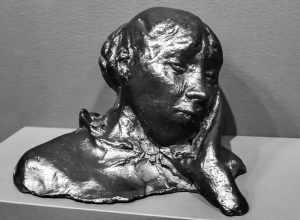 500px provided description: Head resting on one hand, bust (Portrait of a woman [Madame Bartholom??])
Edgar Degas
Bronze
Modeled 1890s; cast 1919-21

The Norton Simon Museum in Pasadena, California [#black and white ,#woman ,#art ,#monochrome ,#head