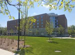Redwood Hall on the Downers Grove campus of Midwestern University.