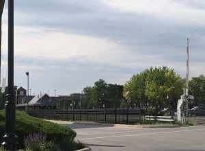 The Palatine Metra Station as viewed from Brockway Street in Palatine, Illinois