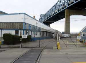 Tracks on Fall River State Pier, seen in October 2020