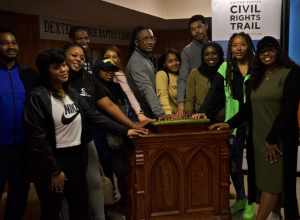 The podium shown above is the one used by Dr. King to give his March 25, 1965, 'How Long? Not Long' speech from the bed of a rental truck parked at the intersection of Dexter Avenue and N. Bainbridge Street, since Alabama state government would not