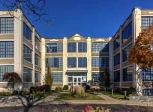 Coro building, built 1929 for the Cohn &amp; Rosenburger company. Point Street facade. Cohn &amp; Rosenburger was once the largest manufacturer of costume jewelry in the city. Art Deco style. Frank S. Perry, architect. Part of the Providence Jewelry