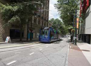 An Atlanta Streetcar in Atlanta, Georgia (United States).