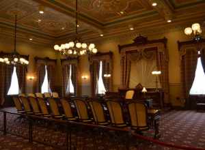 The Old House of Delegates Chambers of the Maryland State House in Annapolis, Maryland.