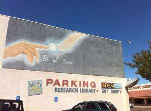 Mural depicting a scene from the film E.T. the Extra-Terrestrial, Roswell UFO Museum, Roswell, New Mexico, USA.