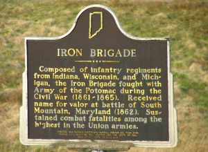 Iron Brigade Historic marker on the Dunes Relief Road (U.S. 20) in Chesterton, Indiana.