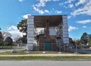 The Williamsburg Bray School being restored at its new location within Colonial Williamsburg