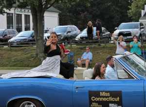 Miss Connecticut Sapna Raghavan in the 2021 Show Us Your Shoes Parade in Mystic, Connecticut.