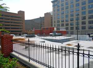 Site of Turner-White Casket Company on the NRHP in Baltimore, now a parking lot.