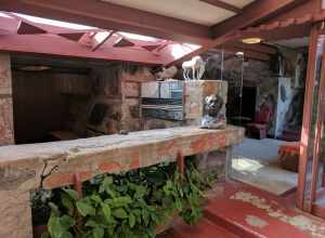 One of the entrances to the living quarters for Frank Lloyd Wright and his wife at Taliesin West.  The bedrooms step down into an outdoor garden patio area.