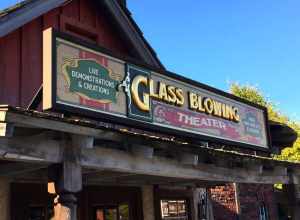 Sign on Cedar Point's Glass Blowing Theater building.