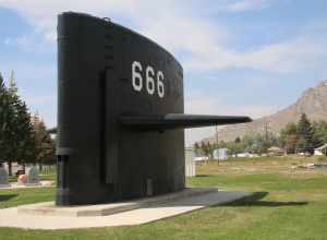 USS Hawkbill sail on display in Arco, Idaho