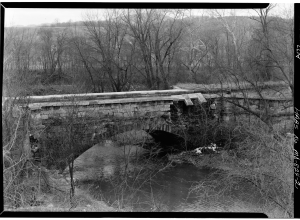 Evitts Creek Aqueduct, last aqueduct before Cumberland. 
HABS says: 2. NORTHEAST FACE OF AQUEDUCT, CLOSE UP - Chesapeake &amp; Ohio Canal, Evitts Creek Aqueduct, 180.7 miles above tidewater, Cumberland, Allegany County, MD