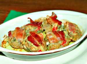 Clams Casino.... Clams, stuffing, and bacon... GREAT!