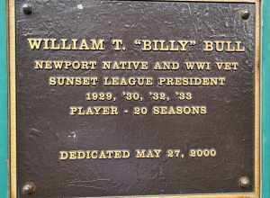 William T. Bull memorial plaque at Cardines Field in Newport, Rhode Island