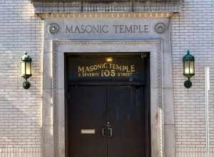 Entrance to the Plainfield Masonic Temple in Plainfield, New Jersey.