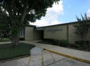 Photo shows Lakeview Elementary School at 314 Lakeview Drive, Sugar Land, TX 77498. It is part of the Fort Bend Independent School District. View is toward the southeast.