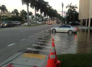 Las Olas Blvd flooded at high tide.