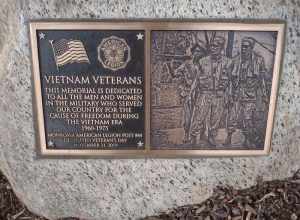 Monrovian Vietnam Veterans Memorial, featuring an engraving of a black platoon, dedicated November 11, 2019.