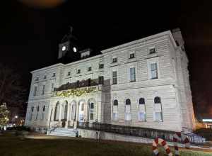 The Rockingham County Circuit Court and Clerk's office at night