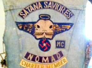 Back patch of the motorcycle club the Santana Saviores