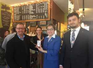 Kaptur at Coffee Shop Hop in Lakewood, Ohio