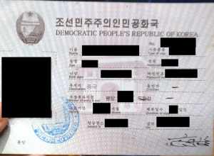 North Korean working visa issued in 2015