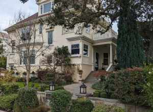 Bruton House. 1240 St. Charles Street. Alameda City Historical Building.  Builder Denis Straub and Son. Architect Fred P. Fischer. 1897.  House of Daniel Bruton and his wife Helen as well as their three daughters: Helen, Margaret, and Esther.
