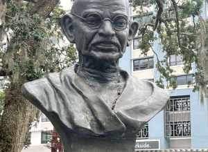 Bust of Mohandas K. Gandhi, Orlando May 2023.