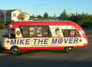 Recreational Vehicle of Mike the Mover, Seattle perennial candidate.