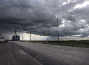 Title: Ominous clouds above Pine Bluffs, a small farming community on the Nebraska border in Laramie County, Wyoming
Physical description: 1 photograph : digital, tiff file, color.

Notes: Forms part of: Gates Frontiers Fund Wyoming Collection within