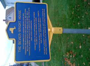 Historical plaque in front of Bevier Wright House