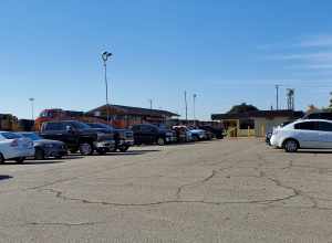 The former Amtrak station, in use as a BNSF yard office, in Bakersfield in December 2021